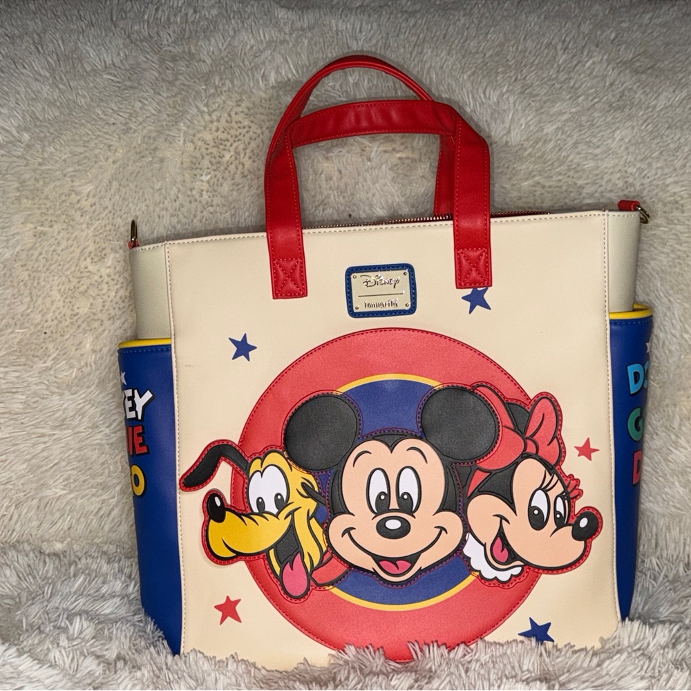 Loungefly Disney Mickey & Friends Tote Bag / Backpack - Cream and Red